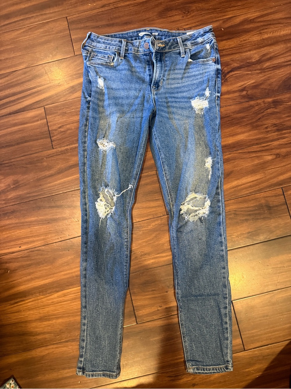 Old Navy Blue Distressed Skinny Jeans